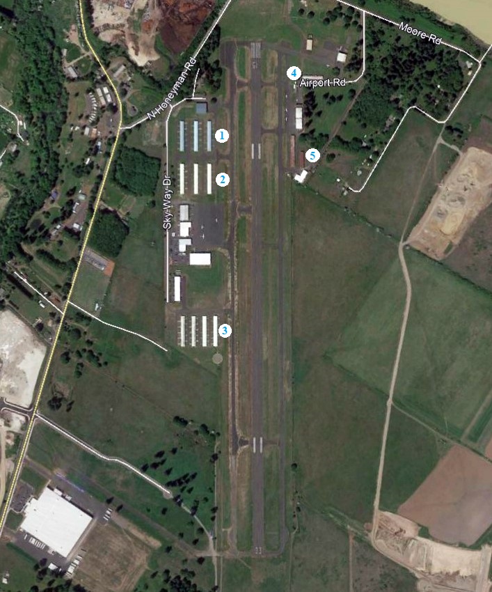 Map of airport hangars