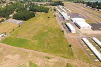 Aerial of open land next to airport